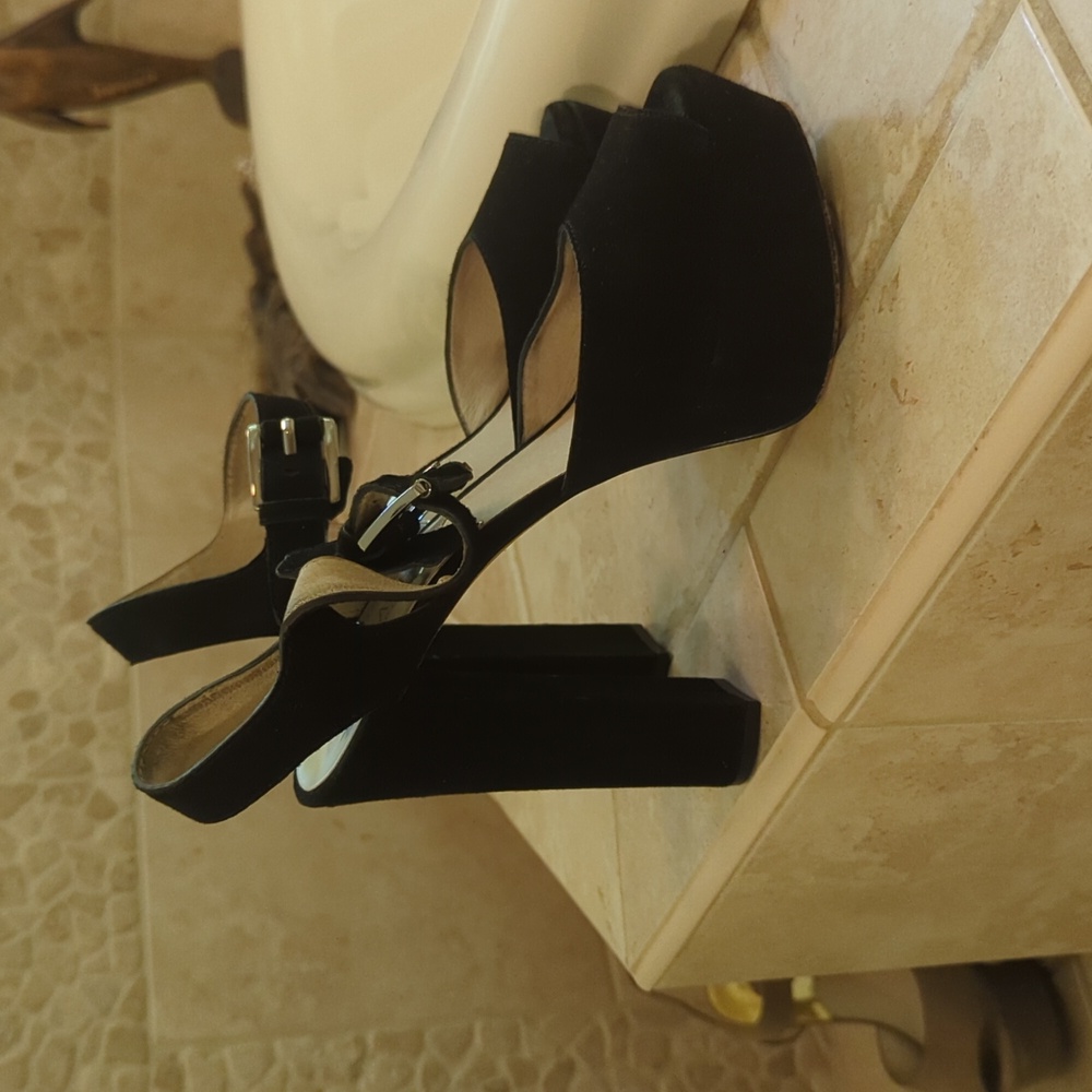 Shoes Michel kors London Peep Suede Platform Sandals size 8 black